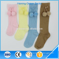 Highest level new style custom sizes bright colored baby shoe socks with pompom